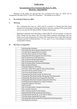 Reorganisation of New Territories Bus Route No. 286X (Hin Keng – Sham Shui Po)