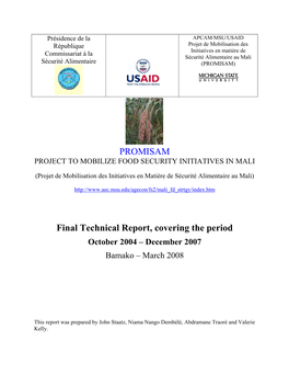 PROMISAM Final Technical Report, Covering the Period