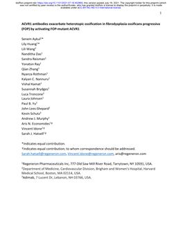 1 ACVR1 Antibodies Exacerbate Heterotopic Ossification In