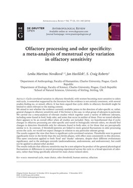 A Meta-Analysis of Menstrual Cycle Variation in Olfactory Sensitivity