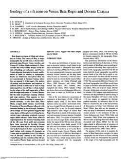 Geology of a Rift Zone on Venus: Beta Regio and Devana Chasma