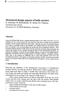 Structural Design Aspects of Bulk Carriers E. Lehmann, M