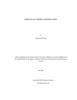 MODELING of ARTERIAL HEMODYNAMICS by Jonathan