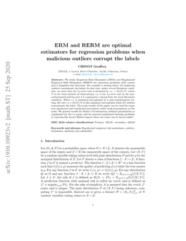 ERM and RERM Are Optimal Estimators for Regression Problems When Malicious Outliers Corrupt the Labels