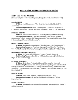 ING Media Awards-Previous Results