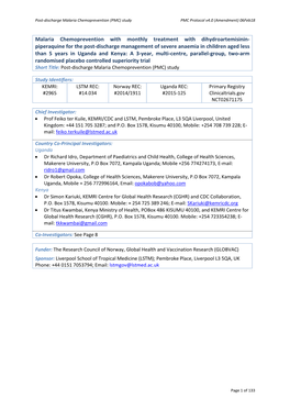 Piperaquine for the Post-Discharge Management of Severe