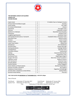 The National League U19 Alliance League Cup Second Round