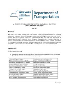 1 | P a G E UPSTATE AIRPORT ECONOMIC