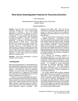 Word Sense Disambiguation Features for Taxonomy Extraction