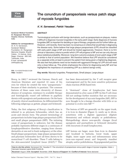 The Conundrum of Parapsoriasis Versus Patch Stage of Mycosis Fungoides