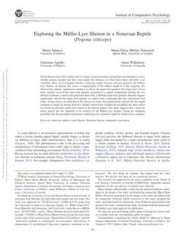 Exploring the Müller-Lyer Illusion in a Nonavian Reptile (Pogona Vitticeps)