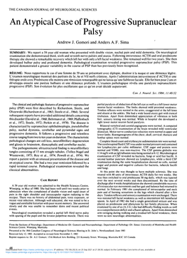 An Atypical Case of Progressive Supranuclear Palsy Andrew J