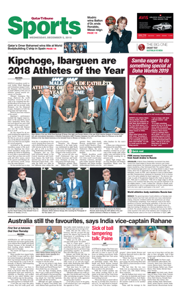 Kipchoge, Ibarguen Are 2018 Athletes of the Year