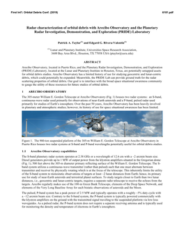 Radar Characterization of Orbital Debris with Arecibo Observatory and the Planetary Radar Investigation, Demonstration, and Exploration (PRIDE) Laboratory