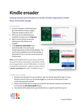 Kindle Ereader Getting Started with Overdrive on Kindle, Kindle Paperwhite, Kindle Oasis and Kindle Voyage