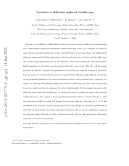 Perturbative Deflection Angles of Timelike Rays