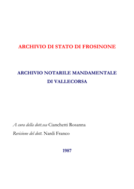 Archivio Notarile Mandamentale Di Vallecorsa