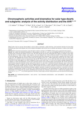 Chromospheric Activities and Kinematics for Solar Type Dwarfs and Subgiants: Analysis of the Activity Distribution and the AVR�,