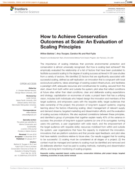 How to Achieve Conservation Outcomes at Scale: an Evaluation of Scaling Principles