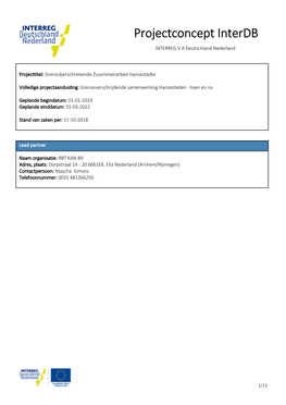 Projectconcept Interdb INTERREG V a Deutschland-Nederland