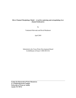 River Channel Morphology Model – a Tool for Analyzing and Extrapolating River Channel Bathymetry