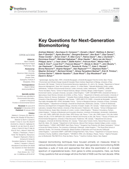 Key Questions for Next-Generation Biomonitoring