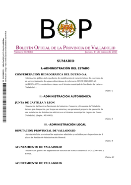 BOLETÍN OFICIAL DE LA PROVINCIA DE VALLADOLID Número 2021/48 Jueves, 11 De Marzo De 2021
