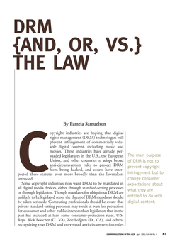 Drm {And, Or, Vs.} the Law