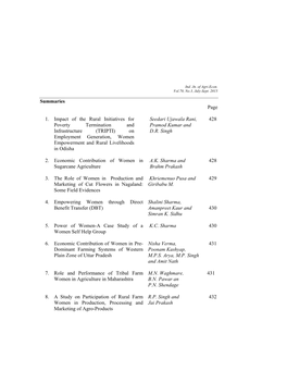 Summaries Page 1. Impact of the Rural Initiatives for Poverty