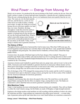 Wind Power — Energy from Moving Air Wind Is Air in Motion