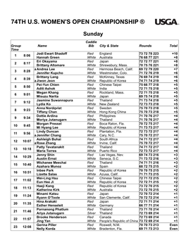 Sunday Tee Times