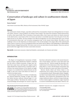 Conservation of Landscape and Culture in Southwestern Islands of Japan