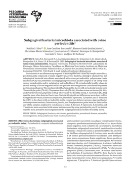 Subgingival Bacterial Microbiota Associated with Ovine Periodontitis1 2*  3 4, 5 2 2, Natália S