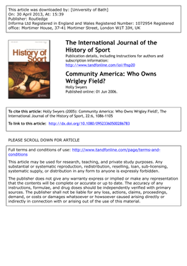 Community America: Who Owns Wrigley Field? Holly Swyers Published Online: 01 Jun 2006