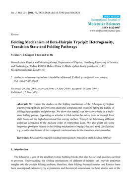 Folding Mechanism of Beta-Hairpin Trpzip2: Heterogeneity, Transition State and Folding Pathways