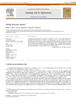 Topology and Its Applications Dually Discrete Spaces