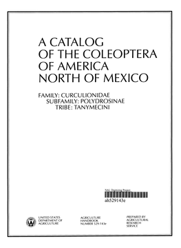 A Catalog of the Coleóptera of America North of Mexico