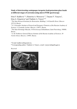 Study of Deteriorating Semiopaque Turquoise Lead-Potassium Glass Beads at Different Stages of Corrosion Using Micro-FTIR Spectroscopy