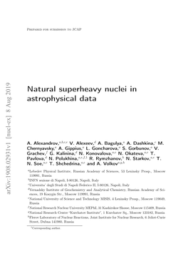 Natural Superheavy Nuclei in Astrophysical Data