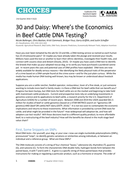 30 and Daisy: Where's the Economics in Beef Cattle DNA Testing?