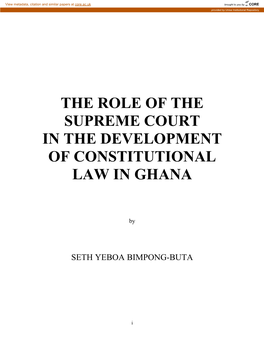 The Role of the Supreme Court in the Development of Constitutional Law in Ghana