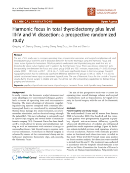 Harmonic Focus in Total Thyroidectomy Plus Level III-IV And