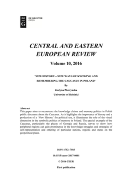 CENTRAL and EASTERN EUROPEAN REVIEW Volume 10, 2016