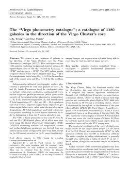 A Catalogue of 1180 Galaxies in the Direction of the Virgo Cluster's Core