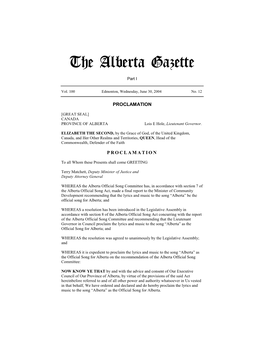 The Alberta Gazette