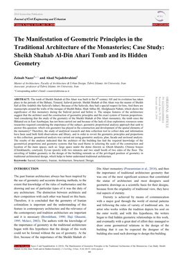 The Manifestation of Geometric Principles in the Traditional Architecture of the Monasteries; Case Study: Sheikh Shahab Al-Din Ahari Tomb and Its Hidden Geometry