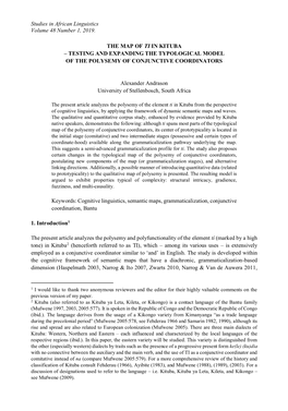 Studies in African Linguistics Volume 48 Number 1, 2019. the MAP OF