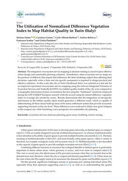 The Utilization of Normalized Difference Vegetation Index to Map Habitat Quality in Turin