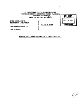 Red Hat, Inc. Securities Litigation 04-CV-473-Consolidated Amended