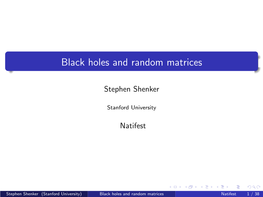 Black Holes and Random Matrices